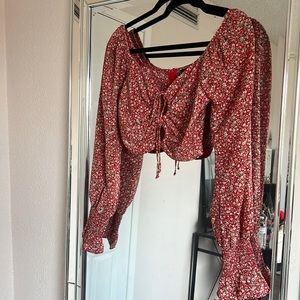 Red floral crop top
